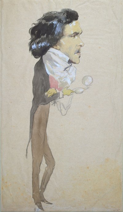 Caricature of Eugene Delacroix by Pierre François Eugène Giraud